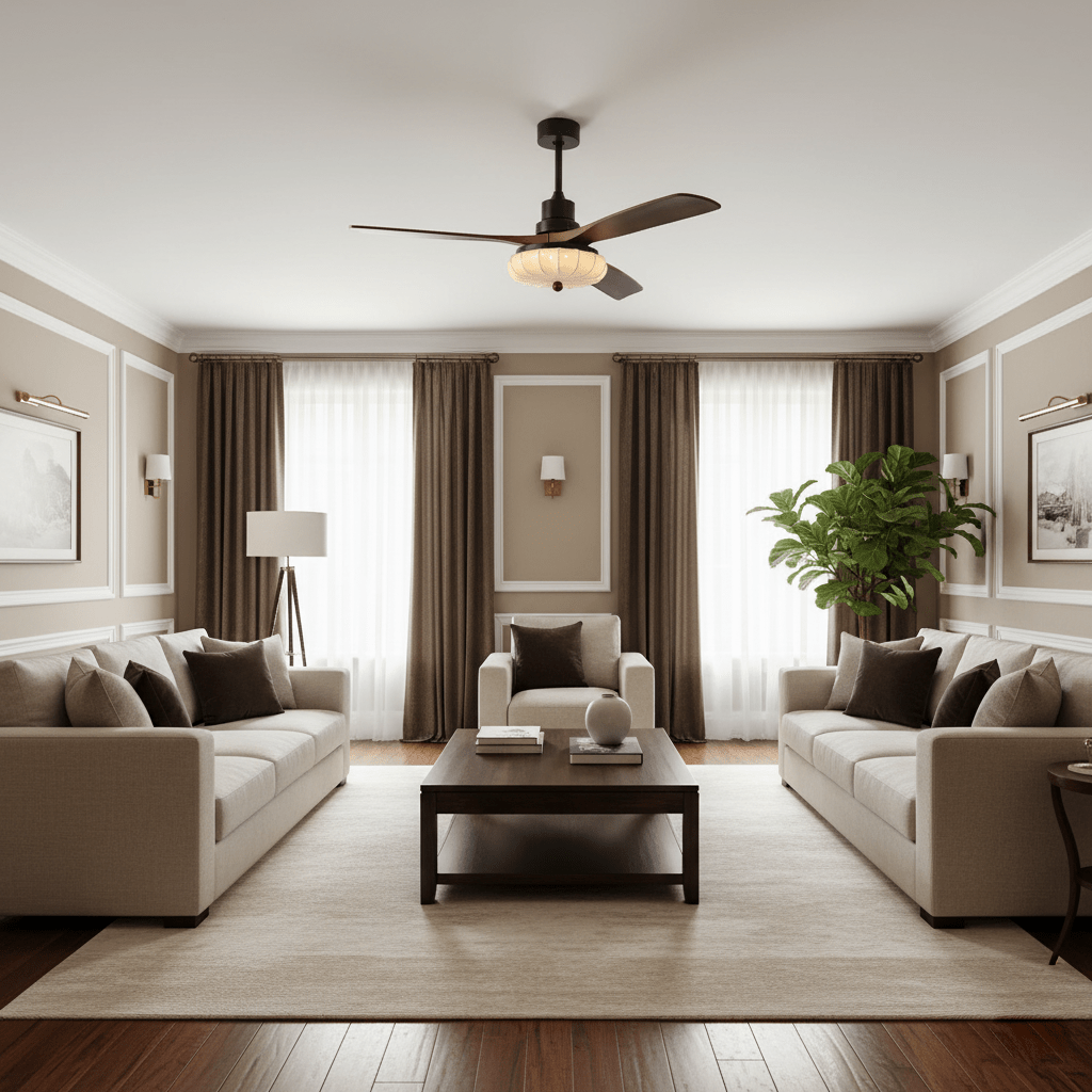 Quiet DC Motor & Warm LED Ceiling Fan Light