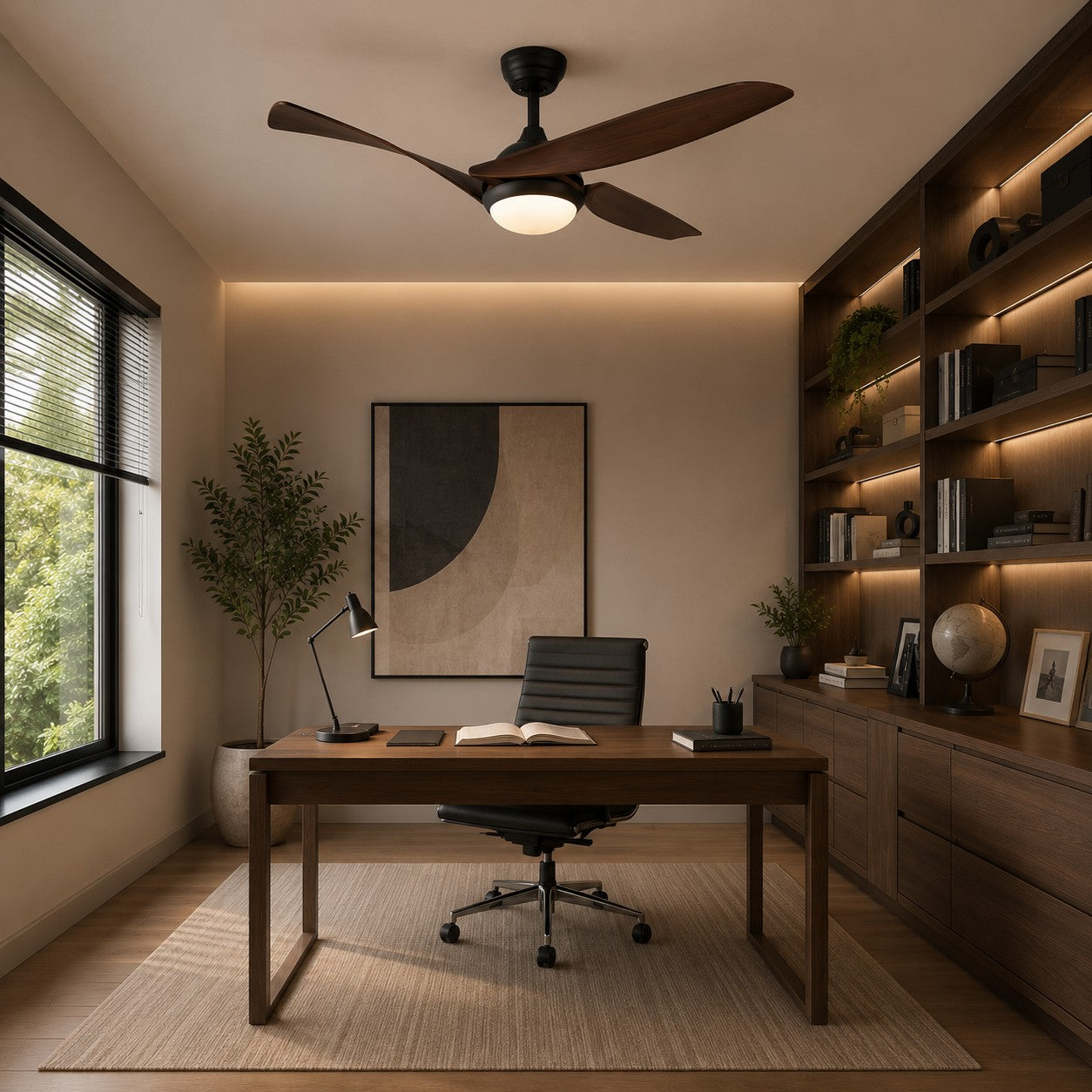 Quiet Energy-Efficient DC Motor & Dimmable LED Ceiling Fan (52 In Flush Mount)