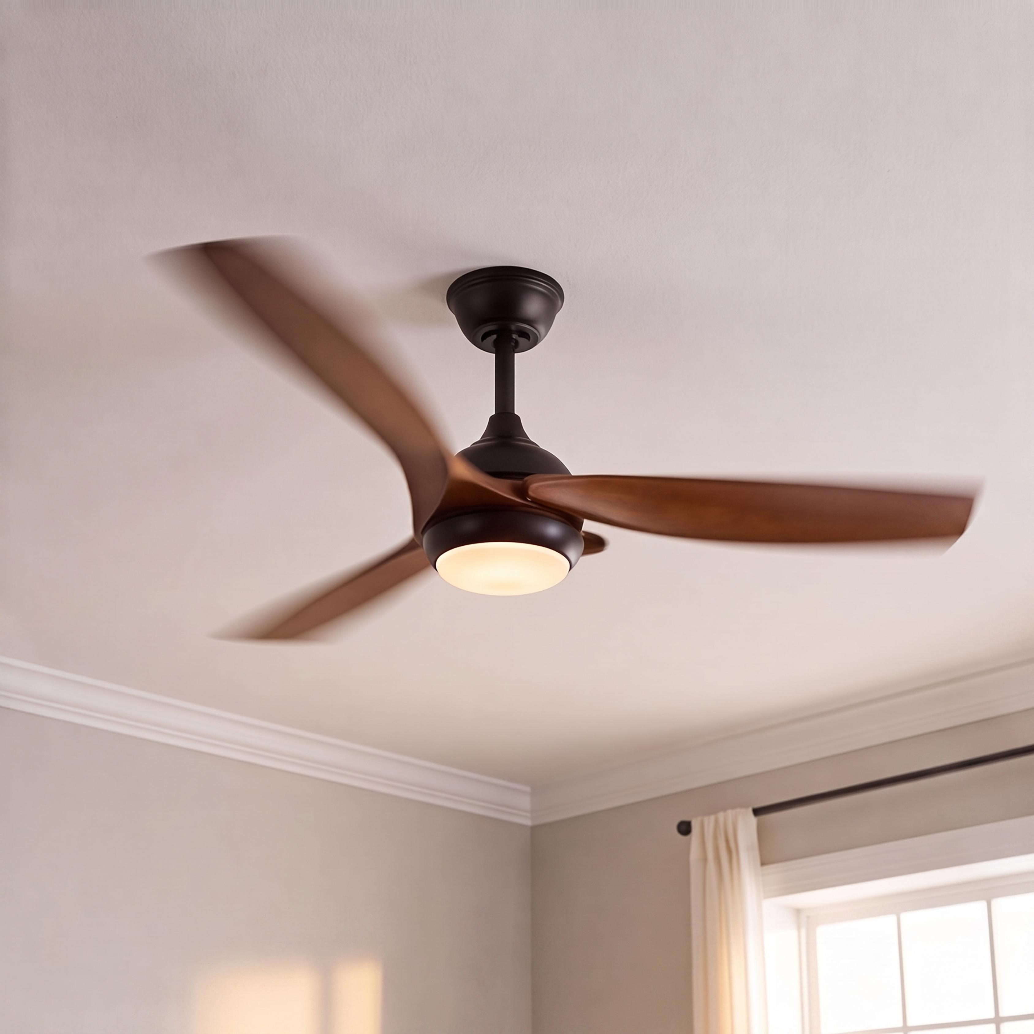 Quiet Energy-Efficient DC Motor & Dimmable LED Ceiling Fan (52 In Flush Mount)