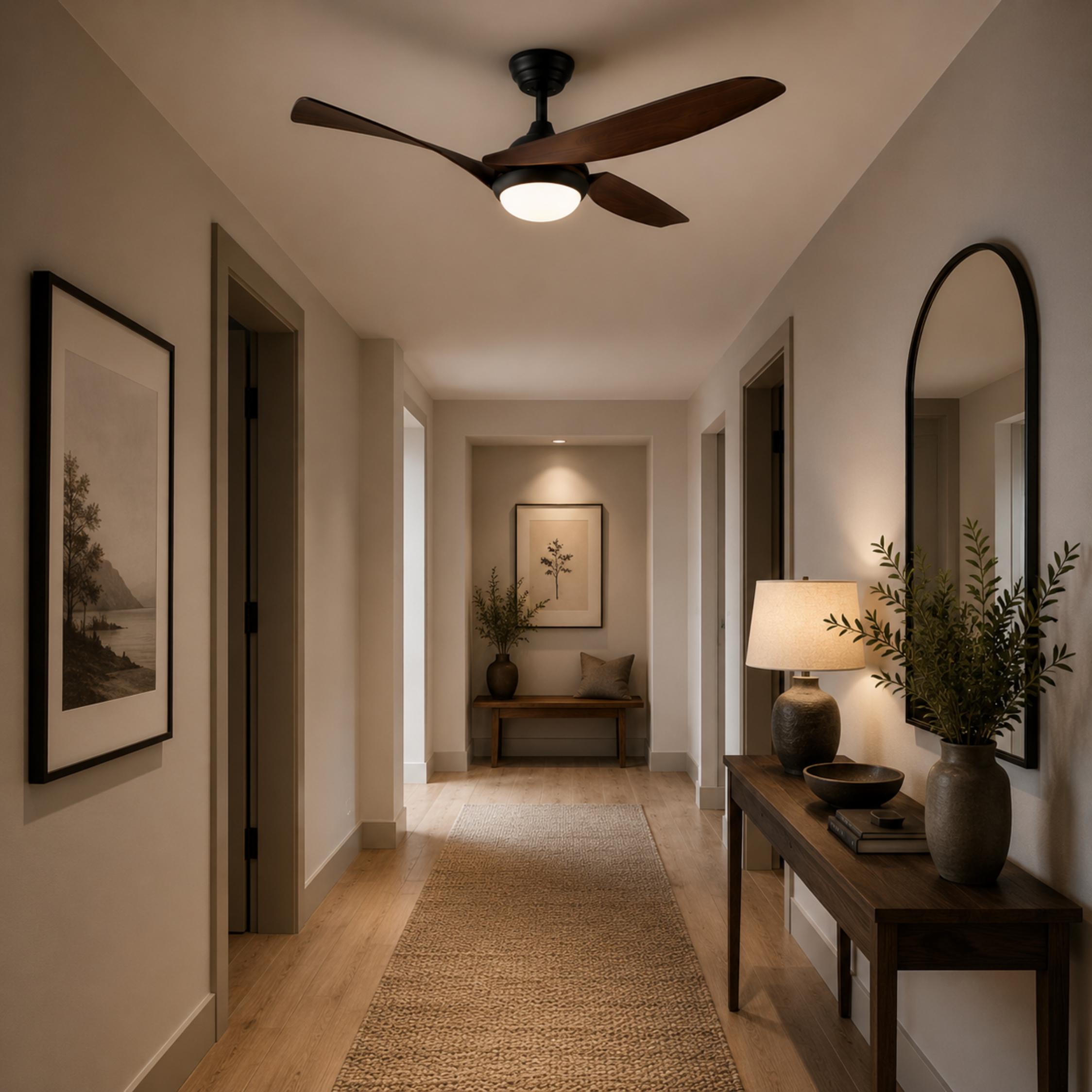 Quiet Energy-Efficient DC Motor & Dimmable LED Ceiling Fan (52 In Flush Mount)
