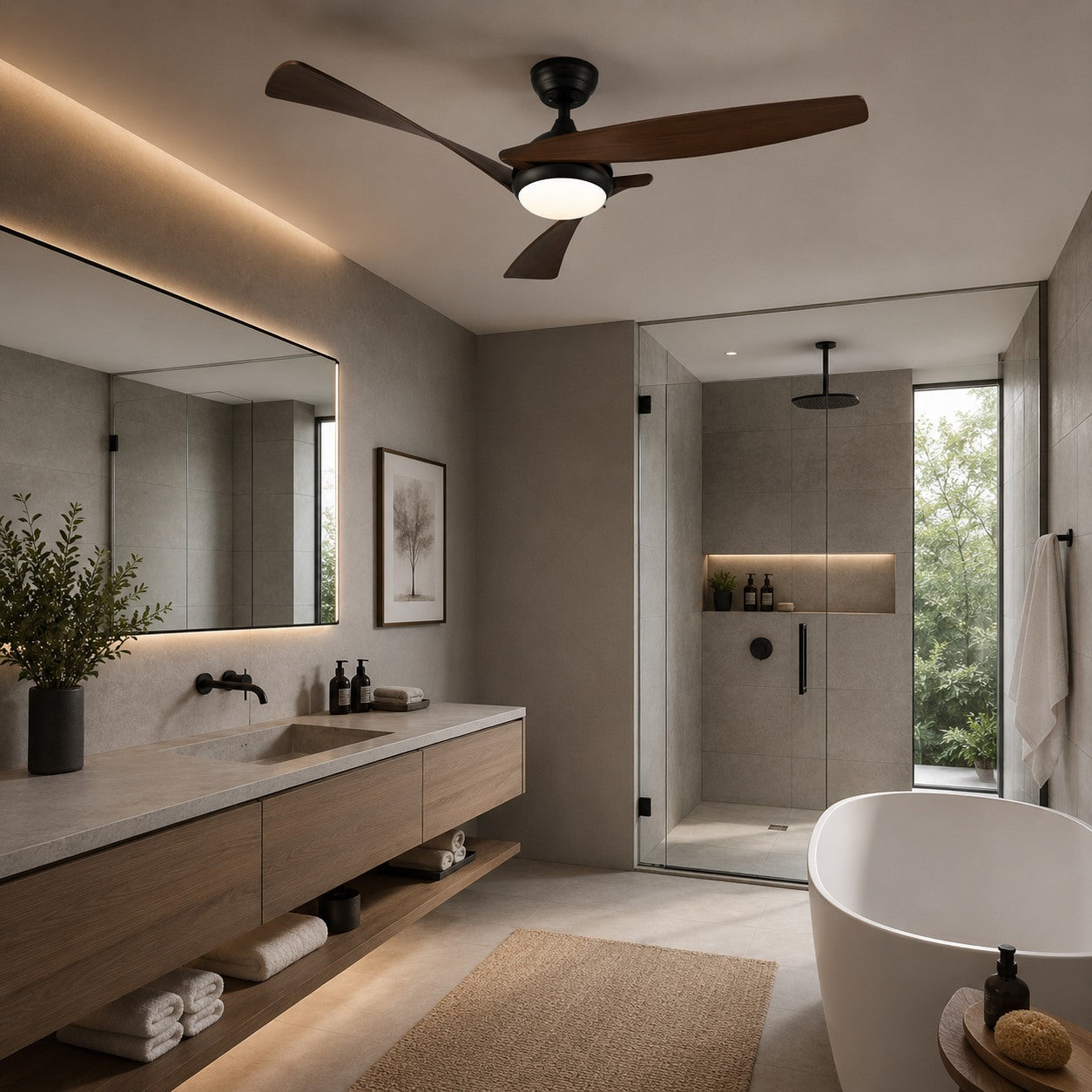 Quiet Energy-Efficient DC Motor & Dimmable LED Ceiling Fan (52 In Flush Mount)