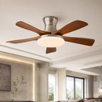 Quiet Integrated LED Wooden Blades Ceiling Fan (Flush-Mount)