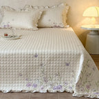 Quilt Set 100% Cotton Embroidered & Lace Trim 3-Piece