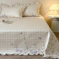 Quilt Set 100% Cotton Embroidered & Lace Trim 3-Piece