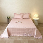 Quilt Set 100% Cotton Embroidered & Lace Trim 3-Piece