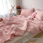 Quilt Set Lightweight Seersucker Ruffled Edges 3-Piece