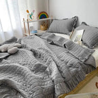 Quilt Set Lightweight Seersucker Ruffled Edges 3-Piece