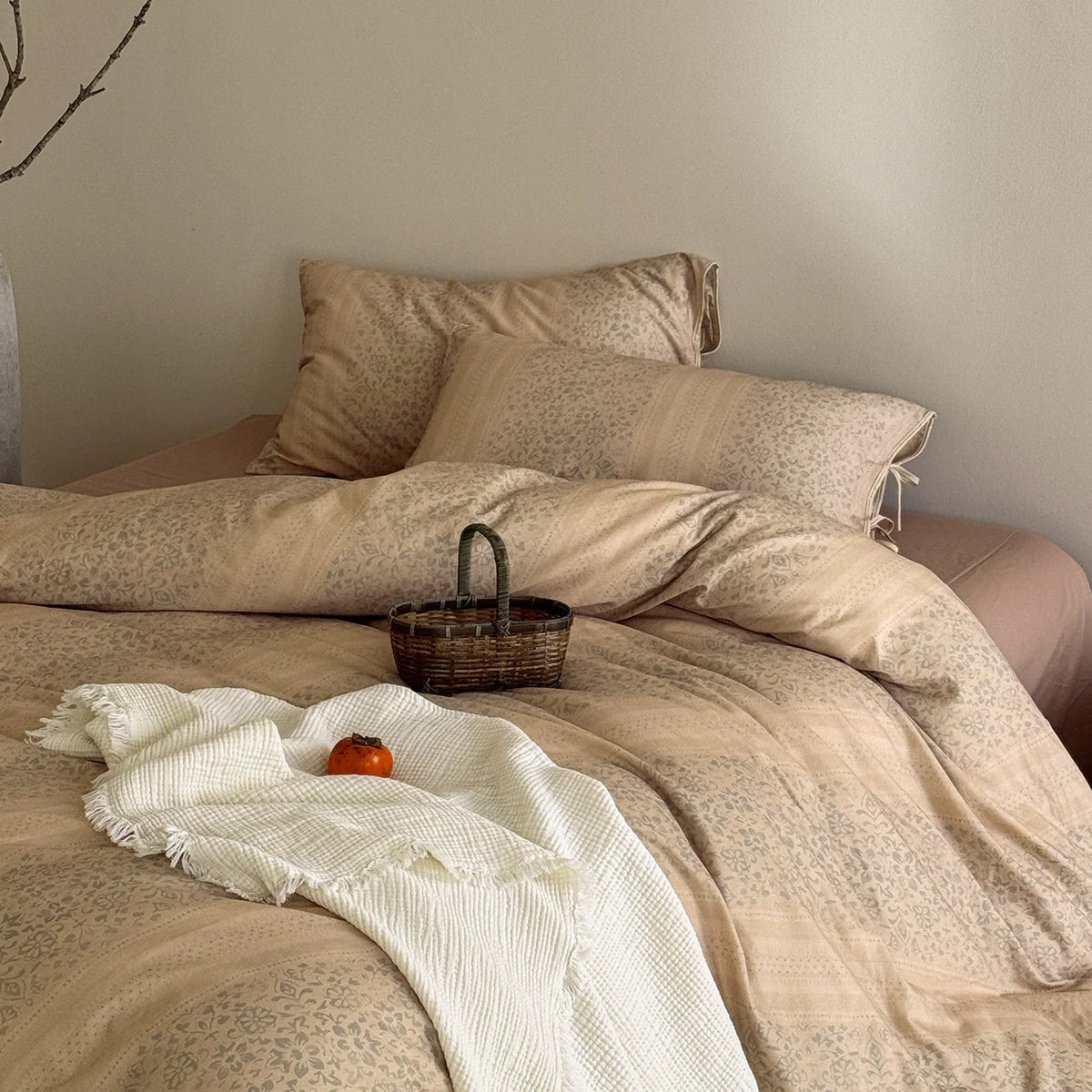 Quilted Bedding Set Breathable Cotton & Tie Closure