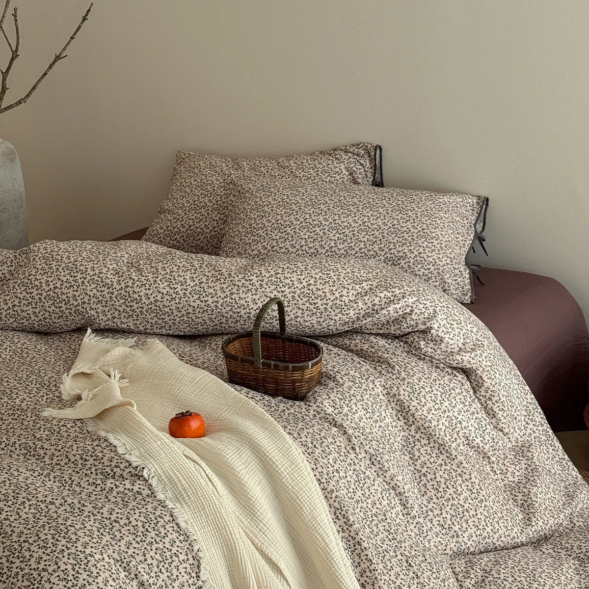 Quilted Bedding Set Breathable Cotton & Tie Closure