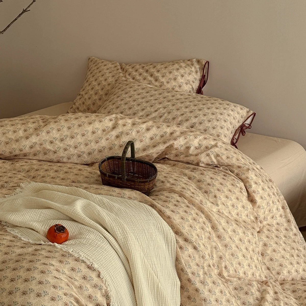 Quilted Bedding Set Breathable Cotton & Tie Closure
