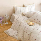 Quilted Bedding Set Cotton Muslin Ruffle Edge Machine Washable