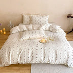 Quilted Bedding Set Cotton Muslin Ruffle Edge Machine Washable