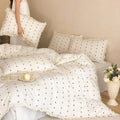 Quilted Bedding Set Cotton Muslin Ruffle Edge Machine Washable