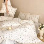 Quilted Bedding Set Cotton Muslin Ruffle Edge Machine Washable