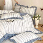 Quilted Bedding Set Cotton Muslin Ruffle Edge Machine Washable