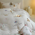 Quilted Bedding Set Medallion Jacquard & Ruffle Trim