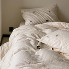 Quilted Bedding Set Organic Cotton & Hand-Embroidered 4-Piece