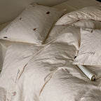 Quilted Bedding Set Organic Cotton & Hand-Embroidered 4-Piece
