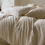 Quilted Bedding Set Organic Cotton & Hand-Embroidered 4-Piece