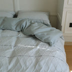 Quilted Bedding Set Reversible Leaf Quilting Satin Back
