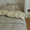 Quilted Bedding Set Reversible Leaf Quilting Satin Back