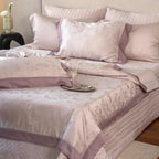 Quilted Bedding Set Satin Finish Embossed Wave Temperature-Regulating