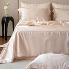 Quilted Bedding Set Satin Finish Embossed Wave Temperature-Regulating