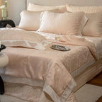 Quilted Bedding Set Satin Finish Embossed Wave Temperature-Regulating