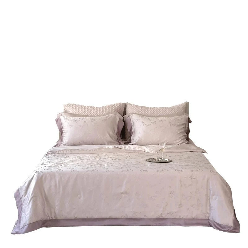 Quilted Bedding Set Satin Finish Embossed Wave Temperature-Regulating