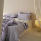 Quilted Bedding Set Stonewashed Cotton Ruffle & Machine Washable