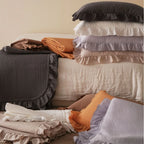 Quilted Bedding Set Stonewashed Cotton Ruffle & Machine Washable