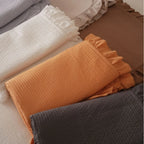 Quilted Bedding Set Stonewashed Cotton Ruffle & Machine Washable