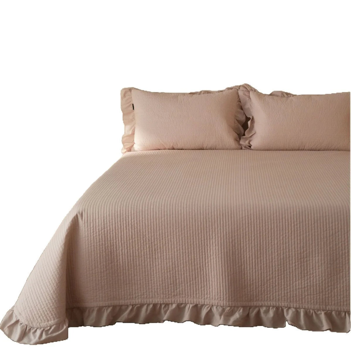 Quilted Bedding Set Stonewashed Cotton Ruffle & Machine Washable