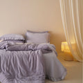 Quilted Bedding Set Stonewashed Cotton Ruffle & Machine Washable