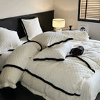 Quilted Bedding Set Velvety Finish Hypoallergenic Easy Care
