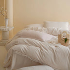 Quilted Bedding Set Wave Quilting & Lace Trim