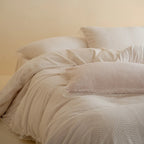 Quilted Bedding Set Wave Quilting & Lace Trim