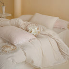 Quilted Bedding Set Wave Quilting & Lace Trim