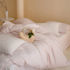 Quilted Bedding Set Wave Quilting & Lace Trim
