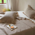 Quilted Bedspread Cotton Percale Ruffle Border & Floral Embroidery