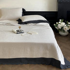 Quilted Bedspread & Pillowcase Set Waffle Texture Cotton Blend