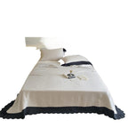 Quilted Bedspread & Pillowcase Set Waffle Texture Cotton Blend