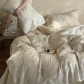 Quilted Bedspread Set Breathable Filling Embroidered Ruffle