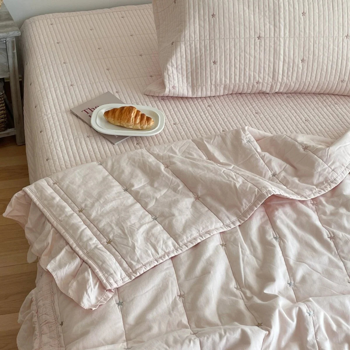 Quilted Bedspread Set Soft Cotton Blend Machine Washable