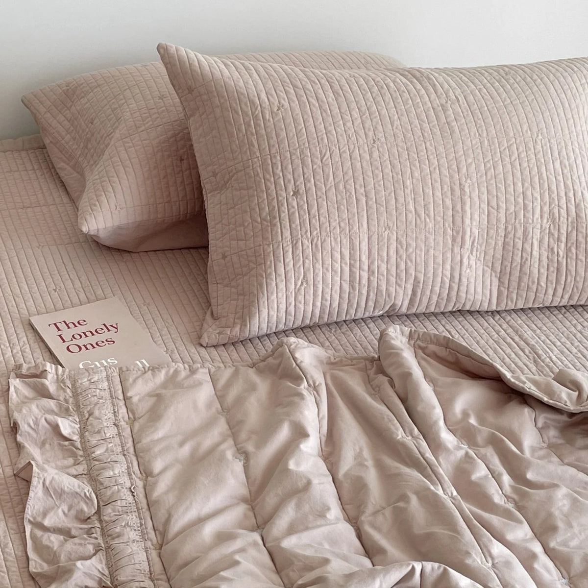 Quilted Bedspread Set Soft Cotton Blend Machine Washable