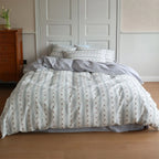 Quilted Cotton Bedding Set Subtle Embroidery 4-Piece