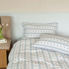 Quilted Cotton Bedding Set Subtle Embroidery 4-Piece