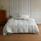 Quilted Cotton Bedding Set Subtle Embroidery 4-Piece