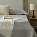 Quilted Cotton Bedspread Set Lightweight 91x94 Inches