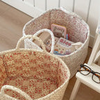 Quilted Floral Microfiber Foldable Storage Basket